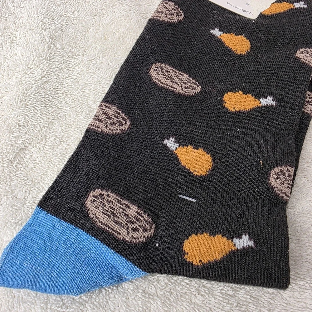 Sockopath Men's Socks Lot - 3 Pairs Chicken Wing Martini Black Fun Gift SZ 6-12